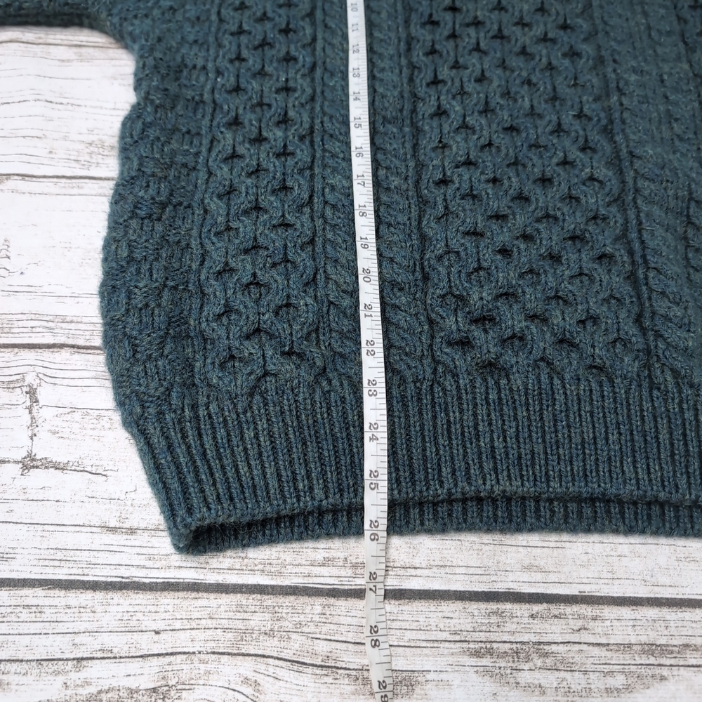 Aran Sweater Market 100% Wool Green Fisherman Sweater Size XL - Picture 6 of 7